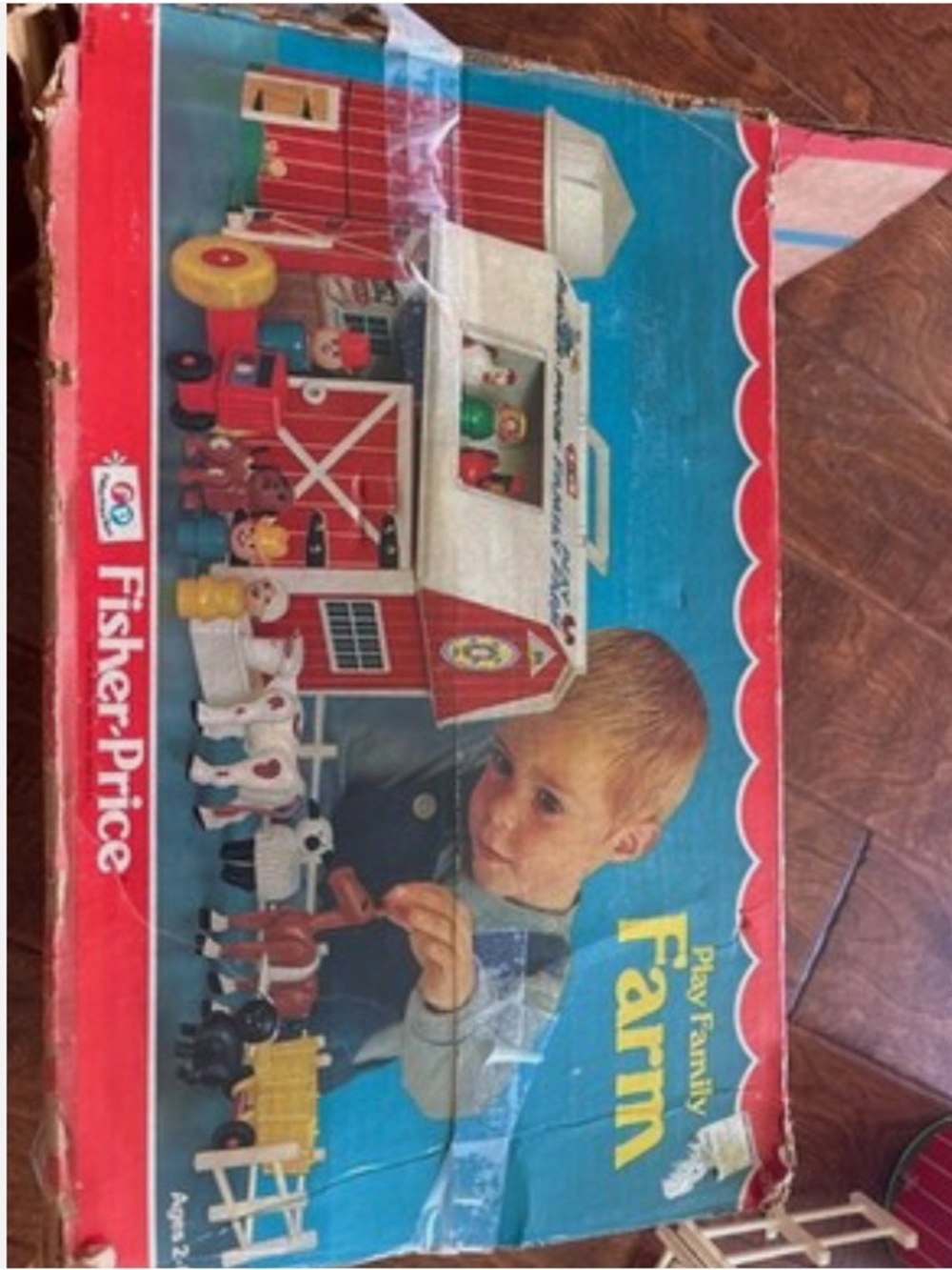 Fisher-Price Red White & Blue Play Family Farm Set with Figures vintage.